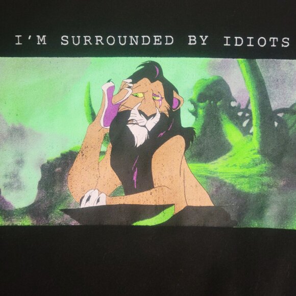 Disney's Lion King "I'm Surrounded by Idiots" Crewneck Black Sweatshirt - S/M - Picture 9 of 10